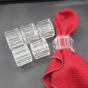 NAPKIN RINGS Acrylic 6 Sided Set Of 6 Napkin Holder